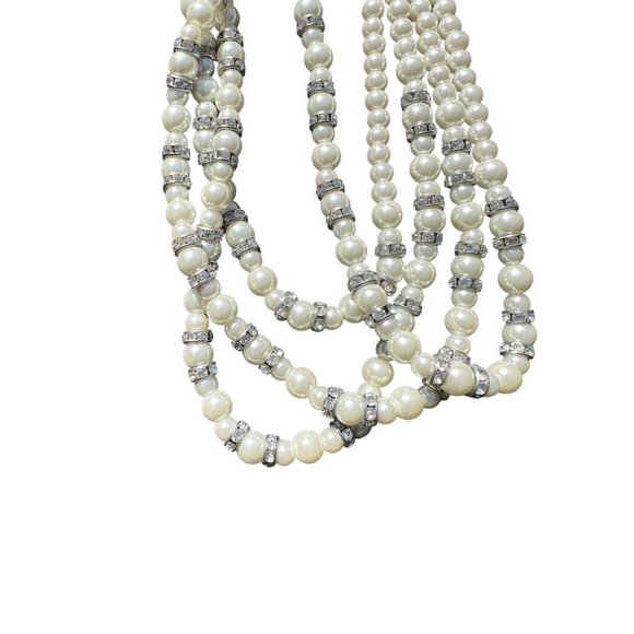 Vintage Faux Pearl Statement Necklace Chunky Beaded Bridal Necklace Mother Bride - Picture 11 of 12